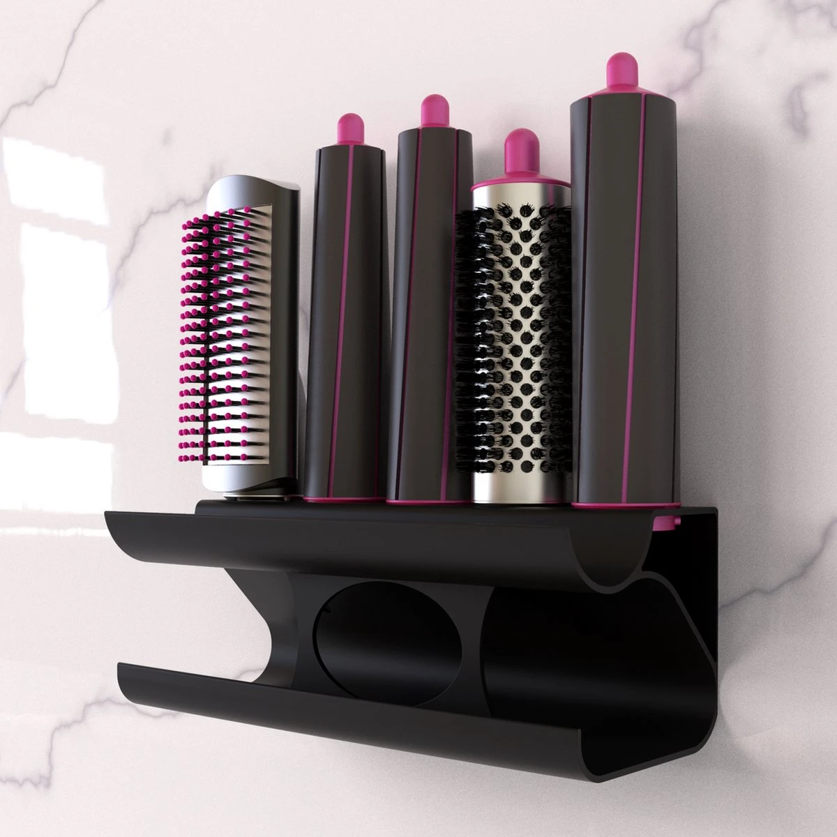 Merkloos Houder Geschikt Voor Dyson Airwrap - 5 Accesoires - Staand En Hangend - Gemakkelijke Installatie - Wall Mount - Bio Plastic - Antraciet - Afbeelding 5