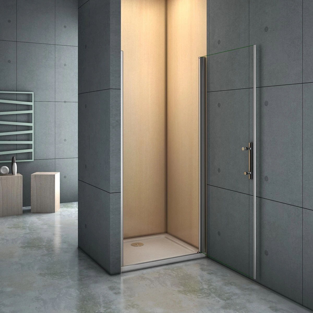 Nis Douchedeur 90x185cm, Enkelvouwdige Draaideur, 6mm Helder Nano Veiligheidsglas - Afbeelding 4