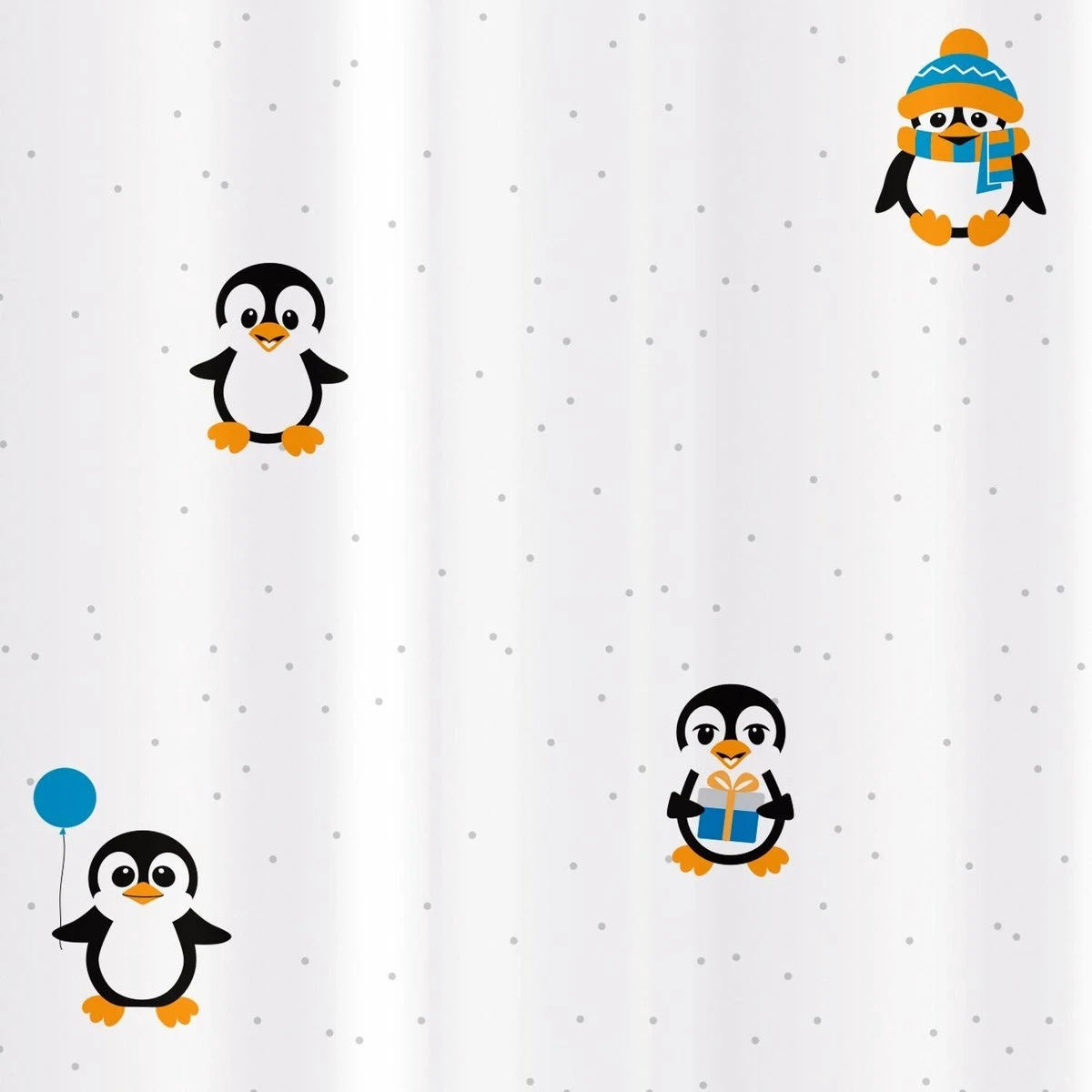 FUNNY PENGUINS - Waterdicht Douchegordijn - Met GRATIS 12 Ringen - Anti-Schimmel Badkamer Gordijn - Wasbaar - 100% Polyester - Pinguins Design - 180X180 CM - Afbeelding 3