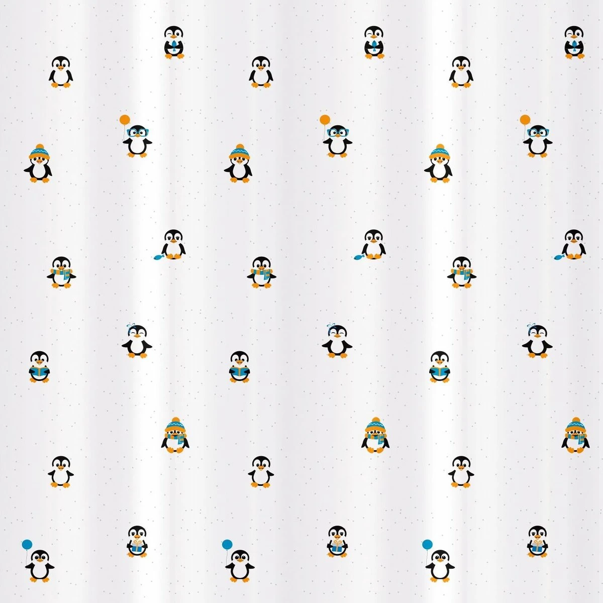 FUNNY PENGUINS - Waterdicht Douchegordijn - Met GRATIS 12 Ringen - Anti-Schimmel Badkamer Gordijn - Wasbaar - 100% Polyester - Pinguins Design - 180X180 CM - Afbeelding 4