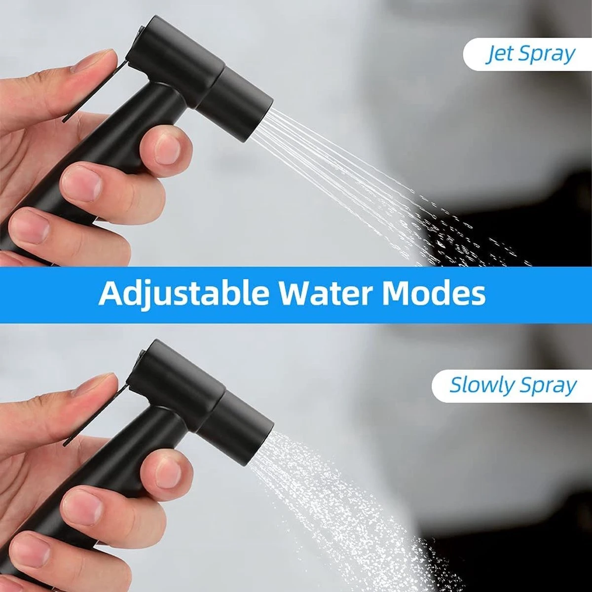 Merkloos Bidet Handdouche - Shattaf - Bidet Sproeier - Bidetkraan - Handheld Bidet Spray Met 120 Cm Doucheslang / Houder- Zwart - Afbeelding 5