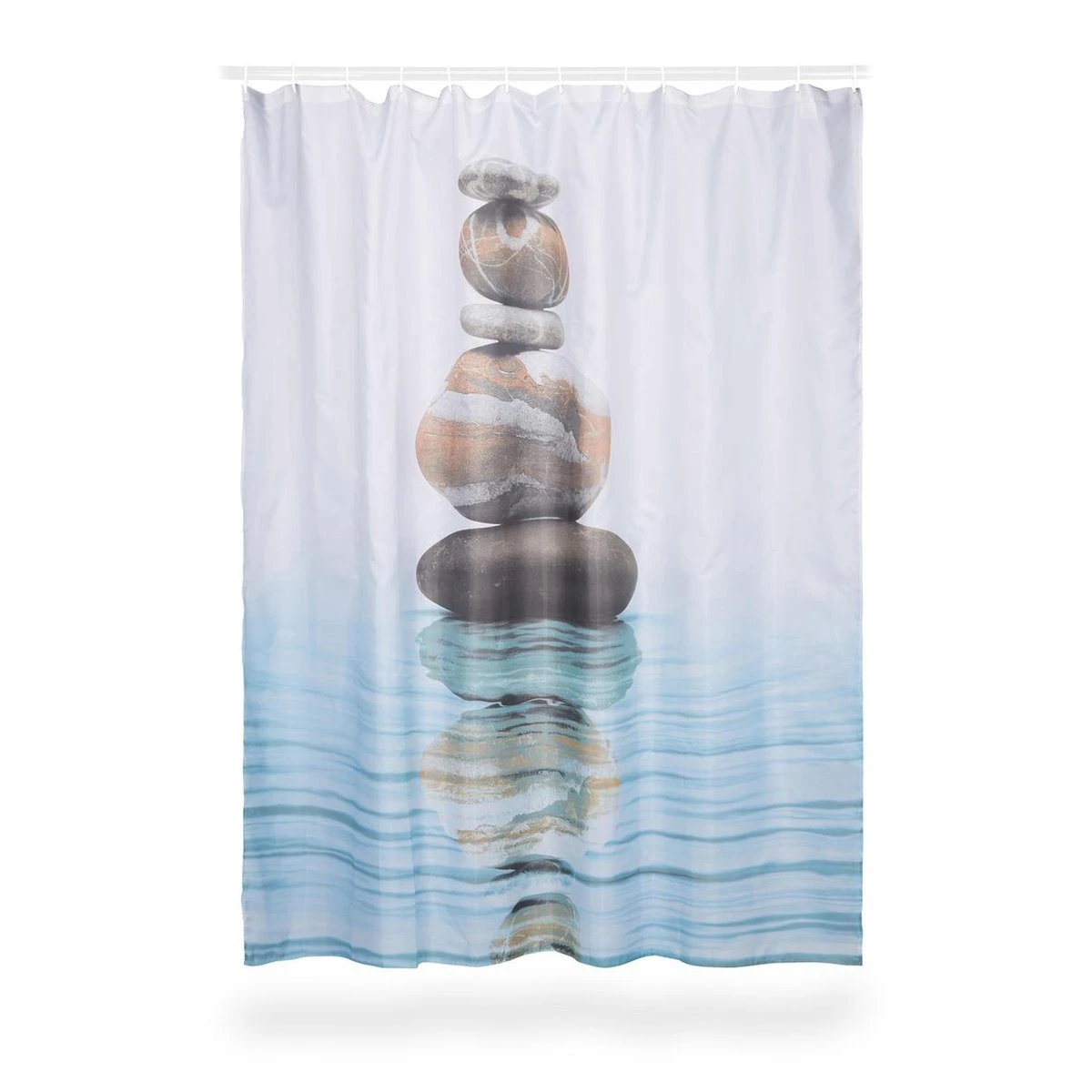 Relaxdays Douchegordijn Stenen Water 180 X 180 Cm - Anti-schimmel Badkamer Gordijn - Bad - Afbeelding 3