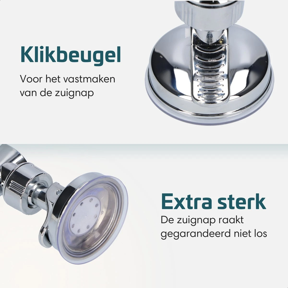 Moodcare® Verplaatsbare Douchekophouder Zelfklevend - Chroom – Douchekop Houder Zonder Boren – Wandhouder Douchekop Zuignap - Afbeelding 3