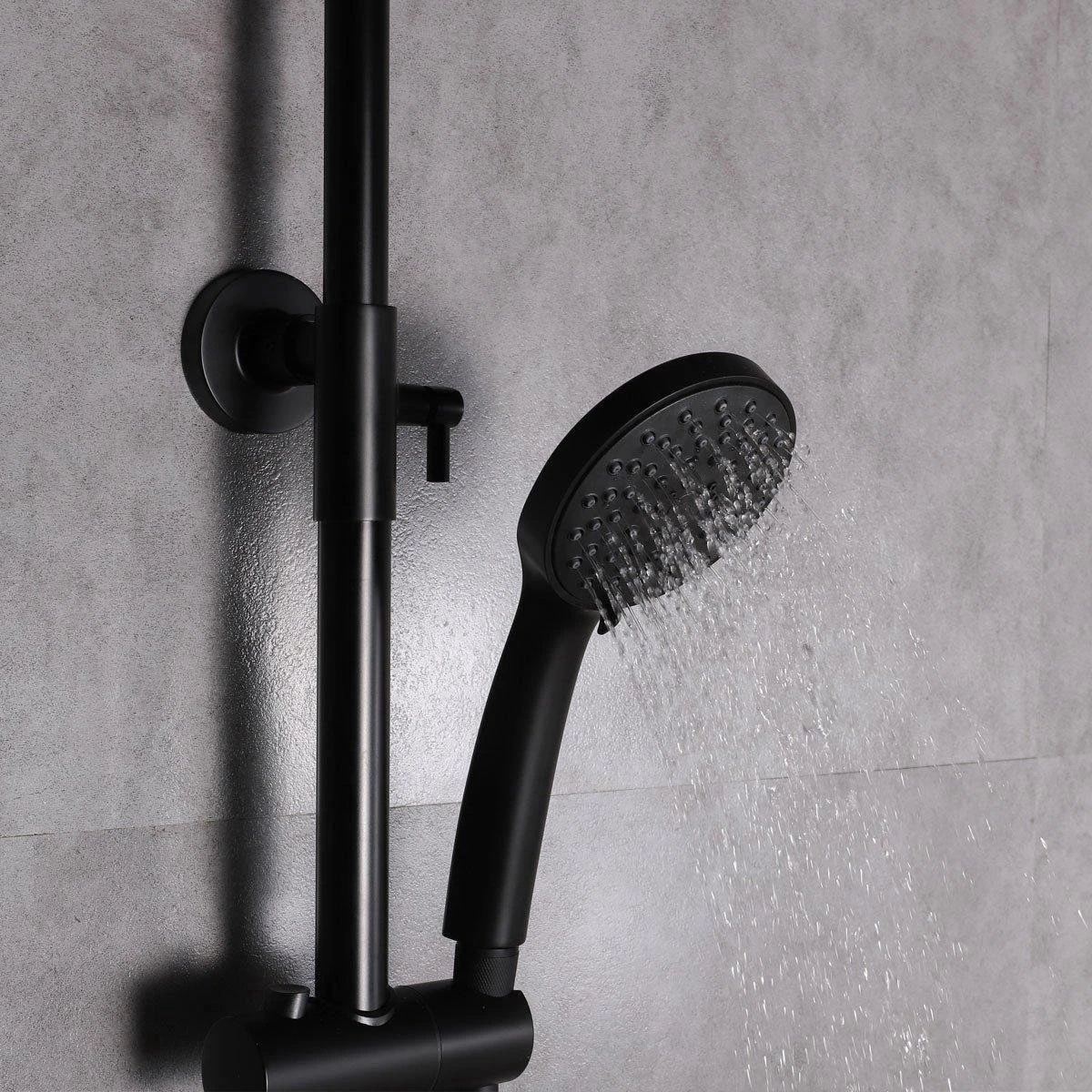 SAAR Opbouw Douche Set - Rond - Thermostaatkraan - Glijstang - Regendouche - Handdouche - Mat Zwart - Afbeelding 4