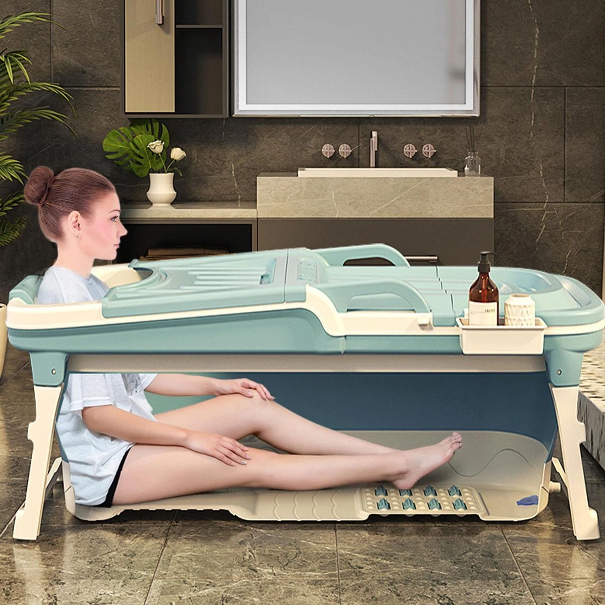 Foresta Volwassenen Zitbad XXL 150CM - Plastic Badkuip - Lime - Afbeelding 8