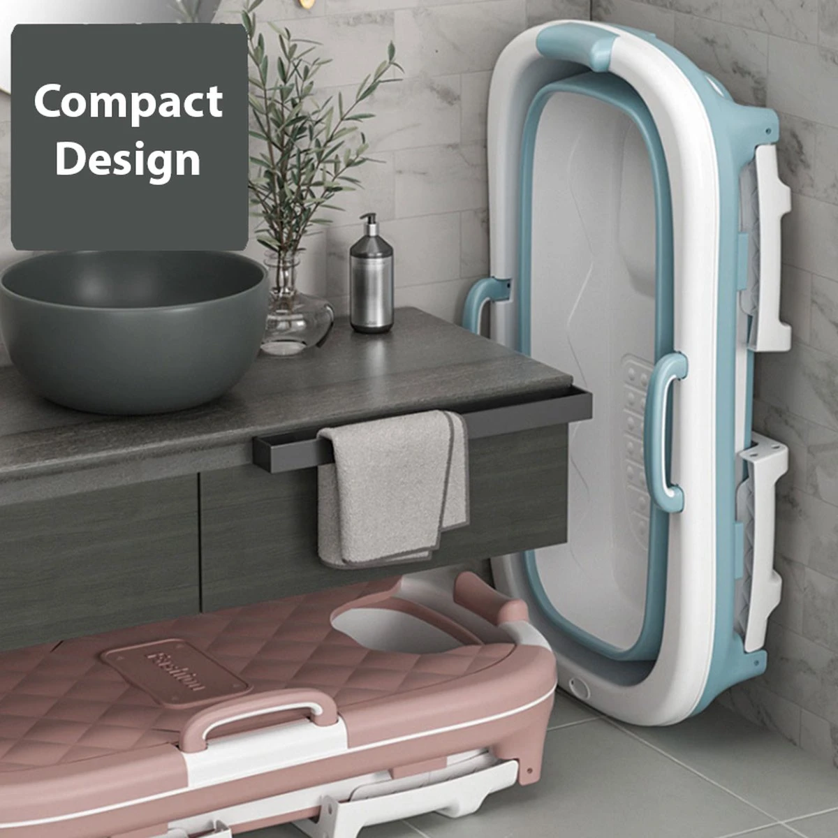 Simple Fix Zitbad - 138cm - Opvouwbaar Bad - Bath Bucket - Zitbad Voor Volwassenen - 220L - Extra Lang - Blauw - Afbeelding 4