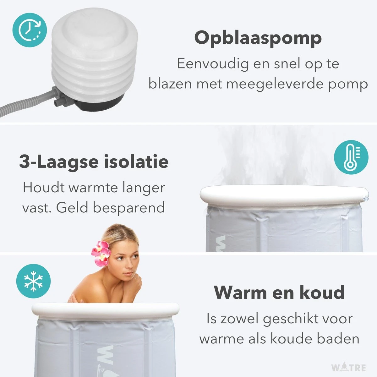 WOTRE Zitbad - Bath Bucket - Ijsbad - Wim Hof Methode - Bad Voor Volwassenen - Mobiele Badkuip - Grijs - 180L - Afbeelding 4