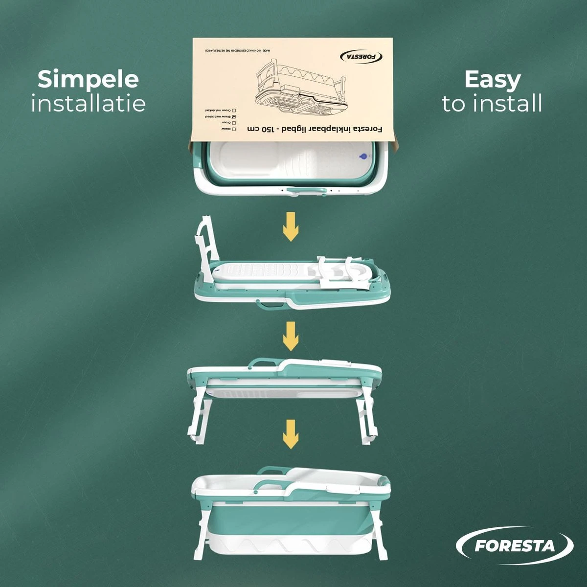 Foresta Opvouwbaar Bad Voor Volwassenen - 150cm - Bath Bucket - Blauw - Afbeelding 3