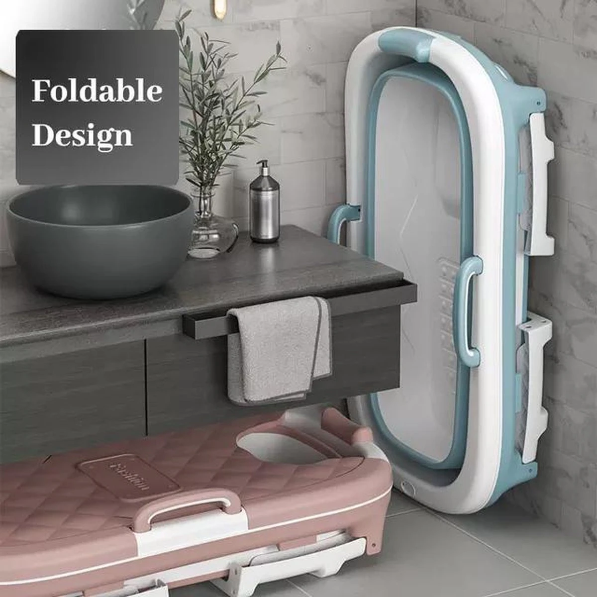 Opvouwbare Ligbad Voor Volwassenen - Blauw - Hard Plastic - Opvouwbaar Bad - 138cm - 200L - Afbeelding 3