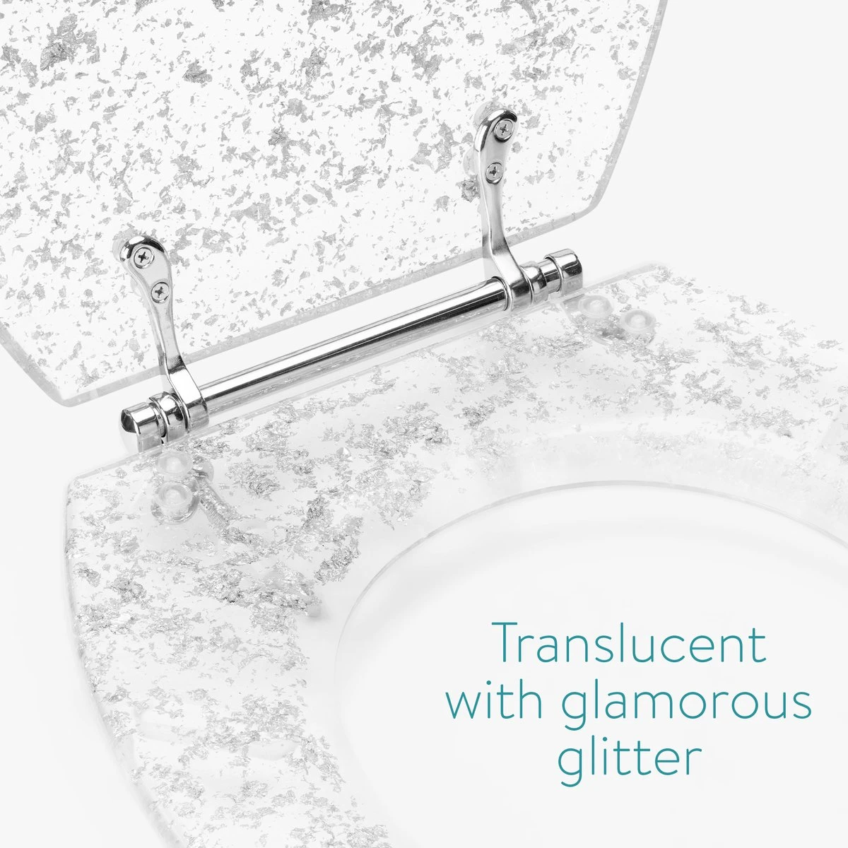 Navaris Toiletbril Met Glitter Design - Transparante Wc-bril 42 X 36 X 4,5 Cm - Makkelijk Te Bevestigen - Afbeelding 3