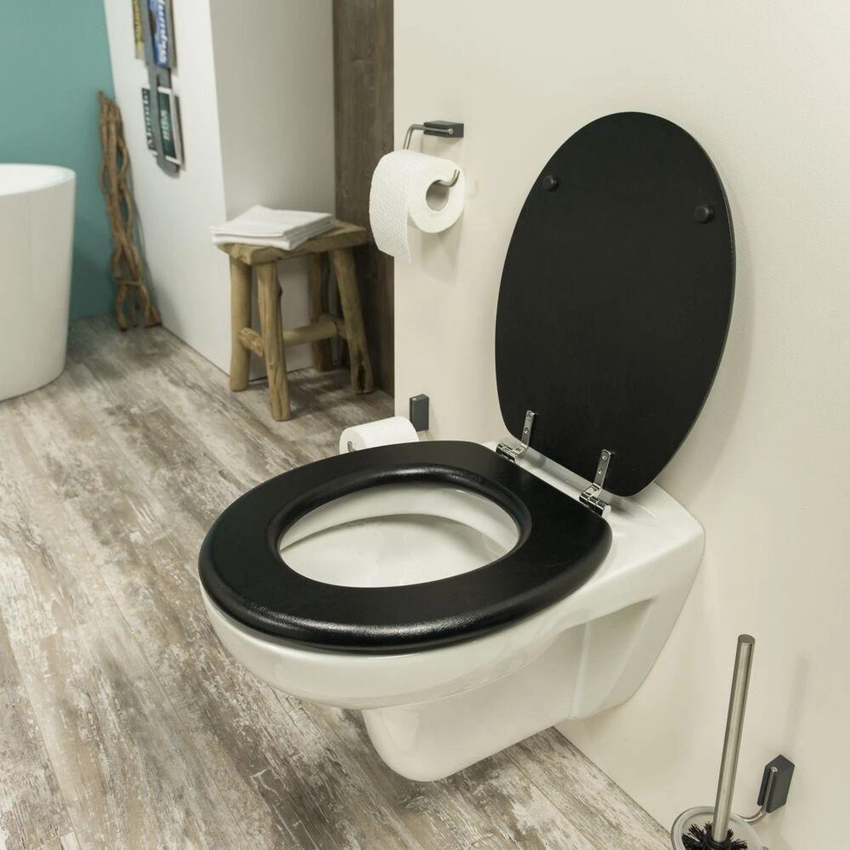Tiger Leatherlook - Toiletbril - WC Bril - MDF - Zwart - Afbeelding 5