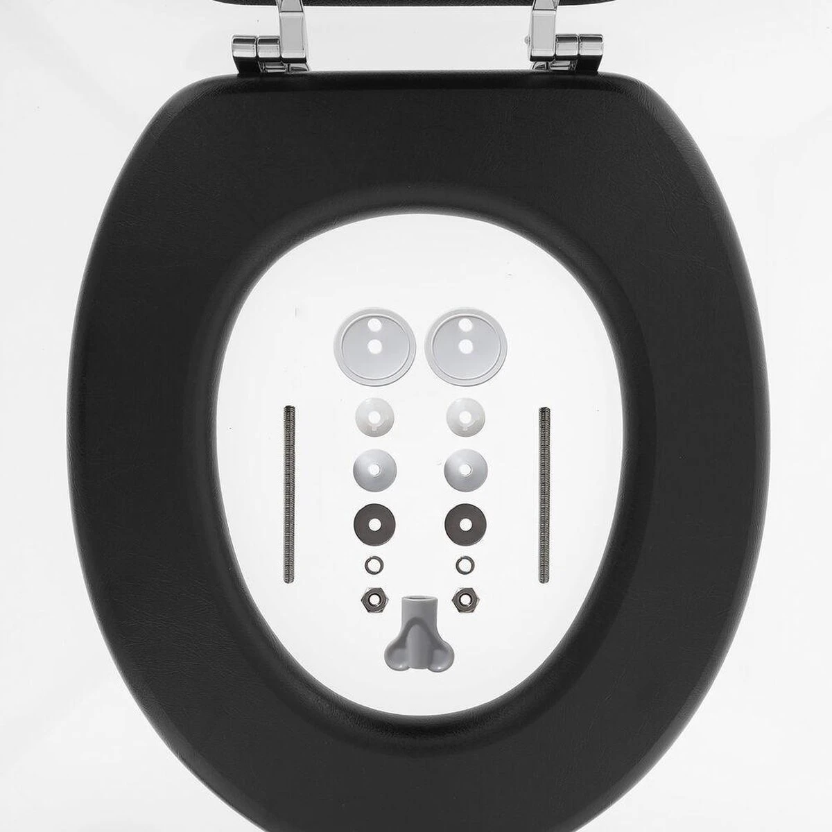 Tiger Leatherlook - Toiletbril - WC Bril - MDF - Zwart - Afbeelding 7