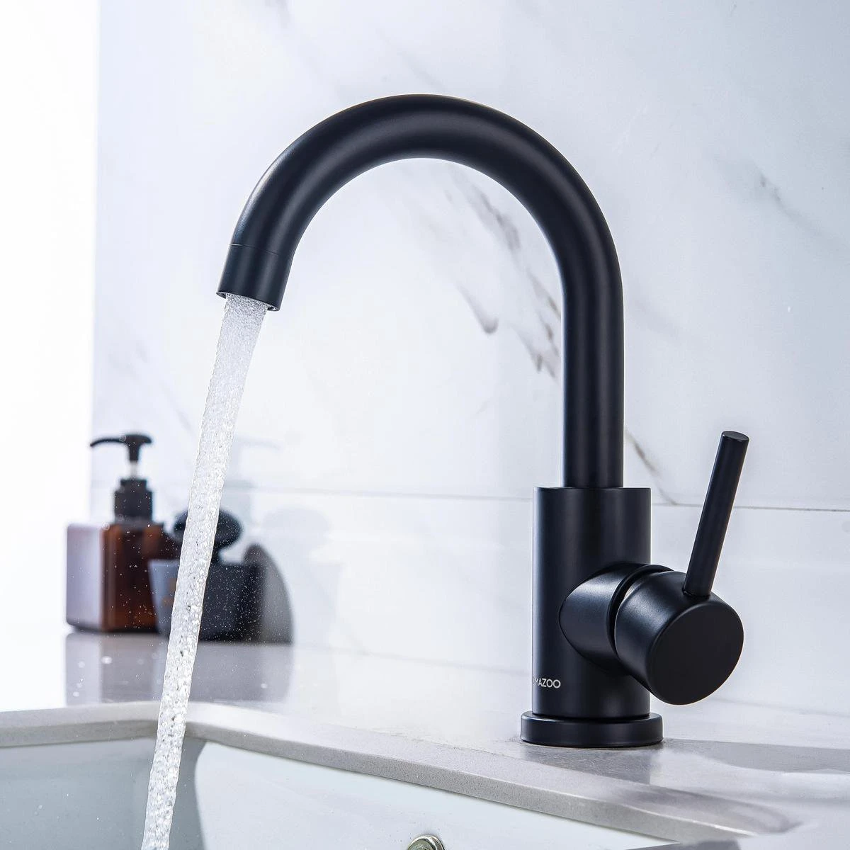 LOMAZOO Wastafelkraan Zwart Styx - Zwarte Wastafelkraan - Badkamerkraan Zwart - Zwarte Badkamerkraan - Afbeelding 3