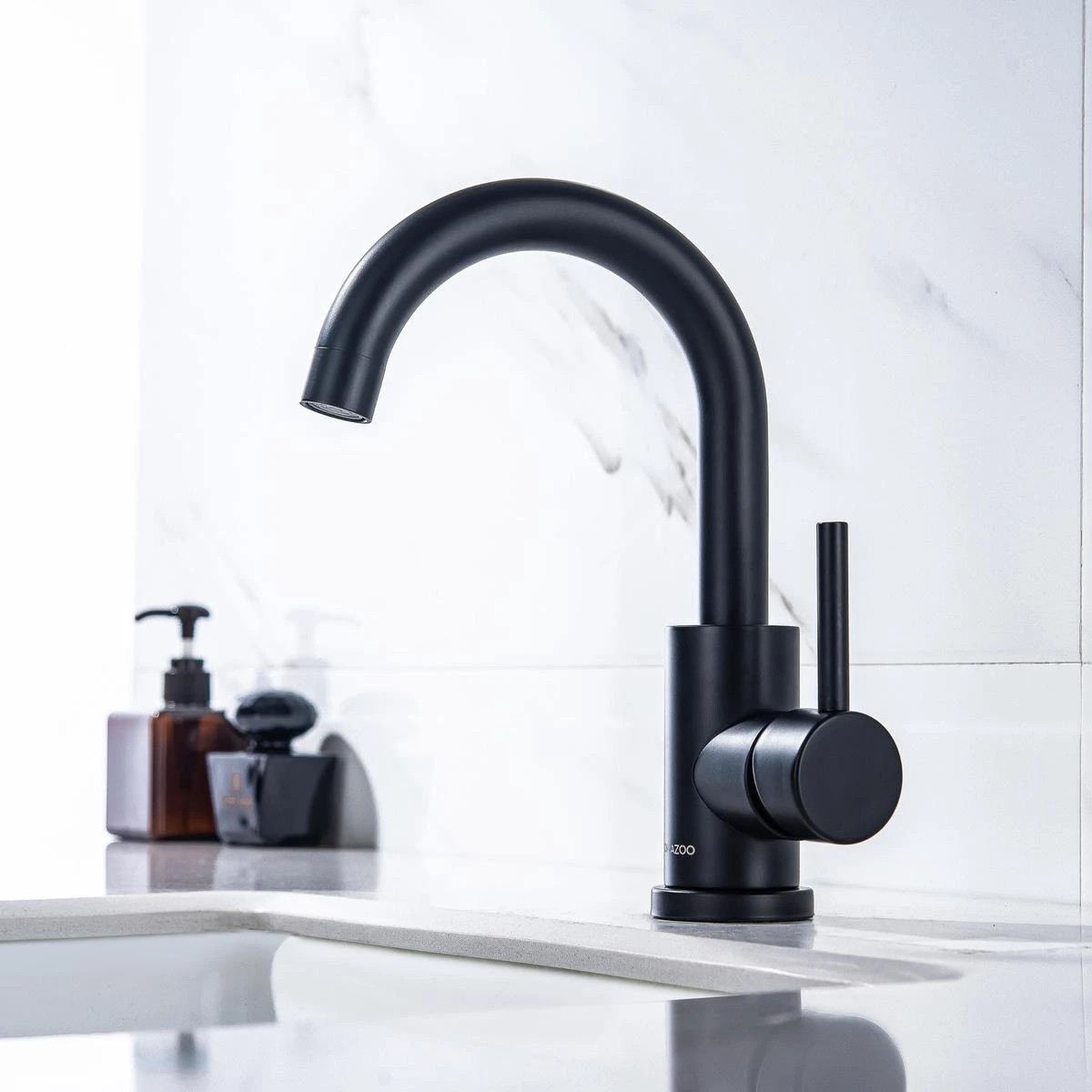 LOMAZOO Wastafelkraan Zwart Styx - Zwarte Wastafelkraan - Badkamerkraan Zwart - Zwarte Badkamerkraan - Afbeelding 4