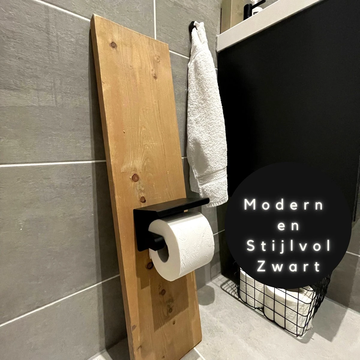 WC Rolhouder - Zelfklevend Toiletrolhouder Met Plankje - WC Papier Houder Zonder Boren - WC Rolhouder Met Plankje - Toiletrolhouder - Toiletrolhouder Zwart - Fienosa - Afbeelding 10