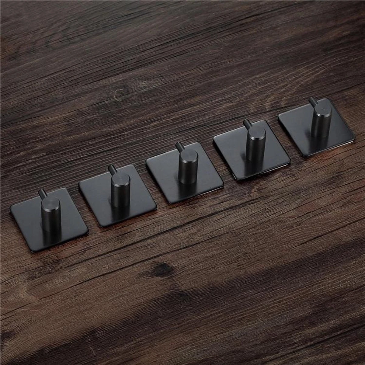 Plakhaakjes - Handdoekhaakjes - Ophanghaak - Wandhaak - Vaatdoekhouder - Zelfklevend - RVS - Zwart - Afbeelding 4