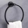 Merkloos Handdoekring Zwart - Handdoekrek Zwart - Badkamer Accessoires - Eenvoudig Te Monteren