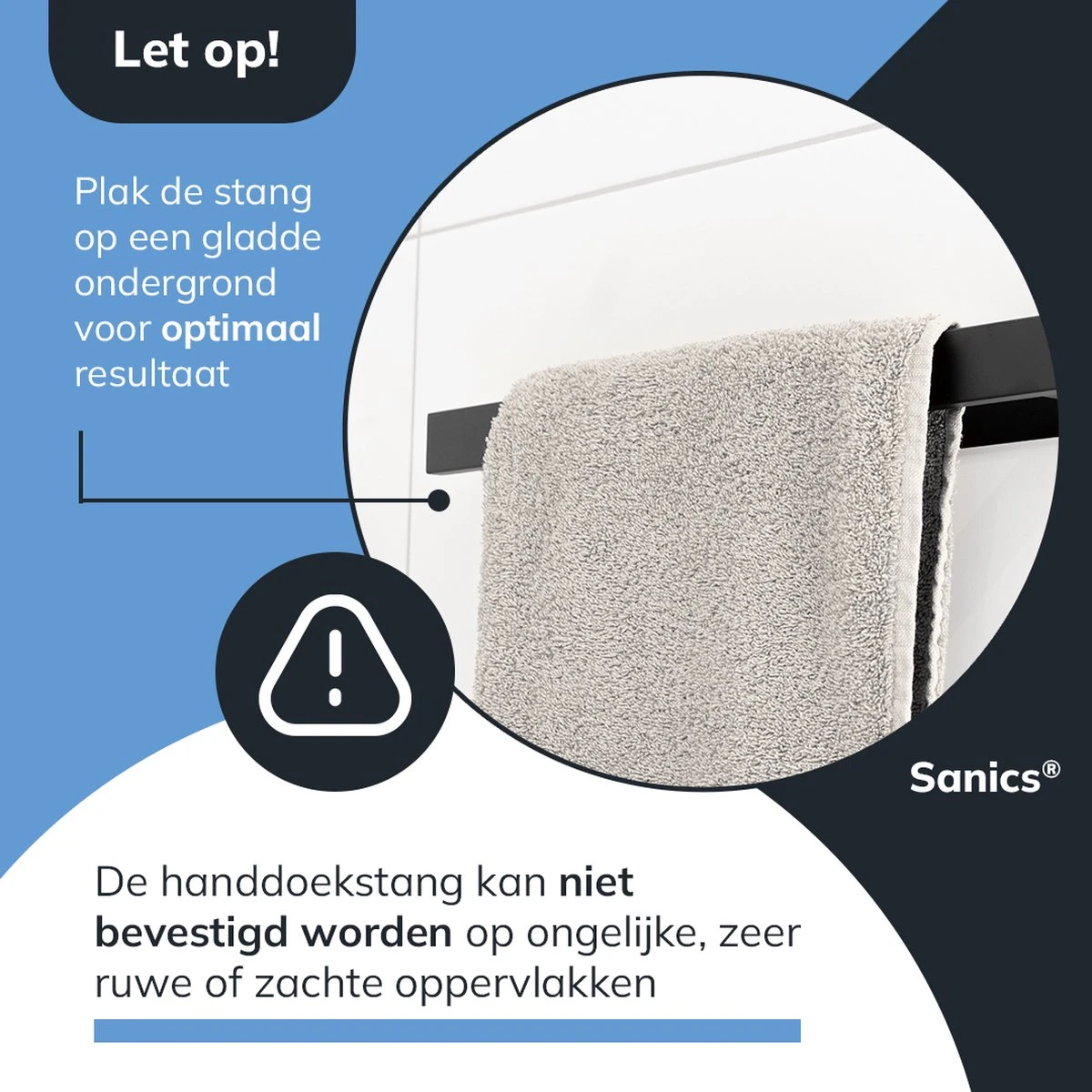 Sanics Handdoekrek Zwart 40 CM – Badkamer Of Keuken – Handdoekstang Zelfklevend – Handdoekhouder - Afbeelding 11
