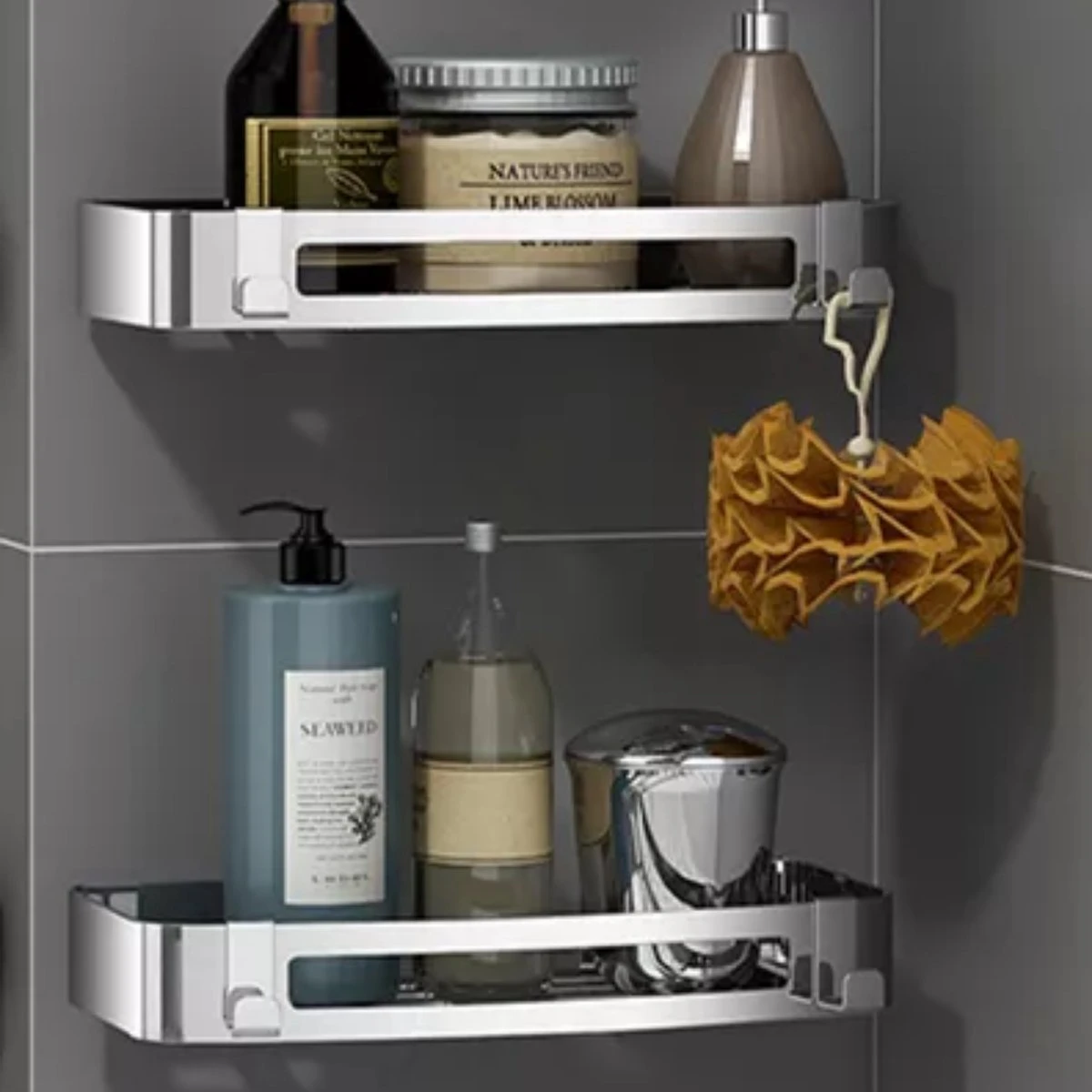 BrandtBergkamp RVS Doucherek 2 Laags – Zonder Boren – Doucherekje Hangend – Badkamerrek Zilver - Afbeelding 10