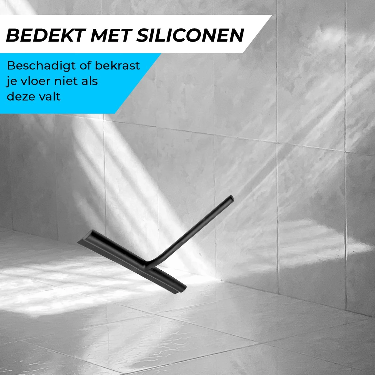 Minismus Douchewisser Met Magneethouder Ophangsysteem Zonder Boren - 21 Cm Breed - Zwart - Afbeelding 2