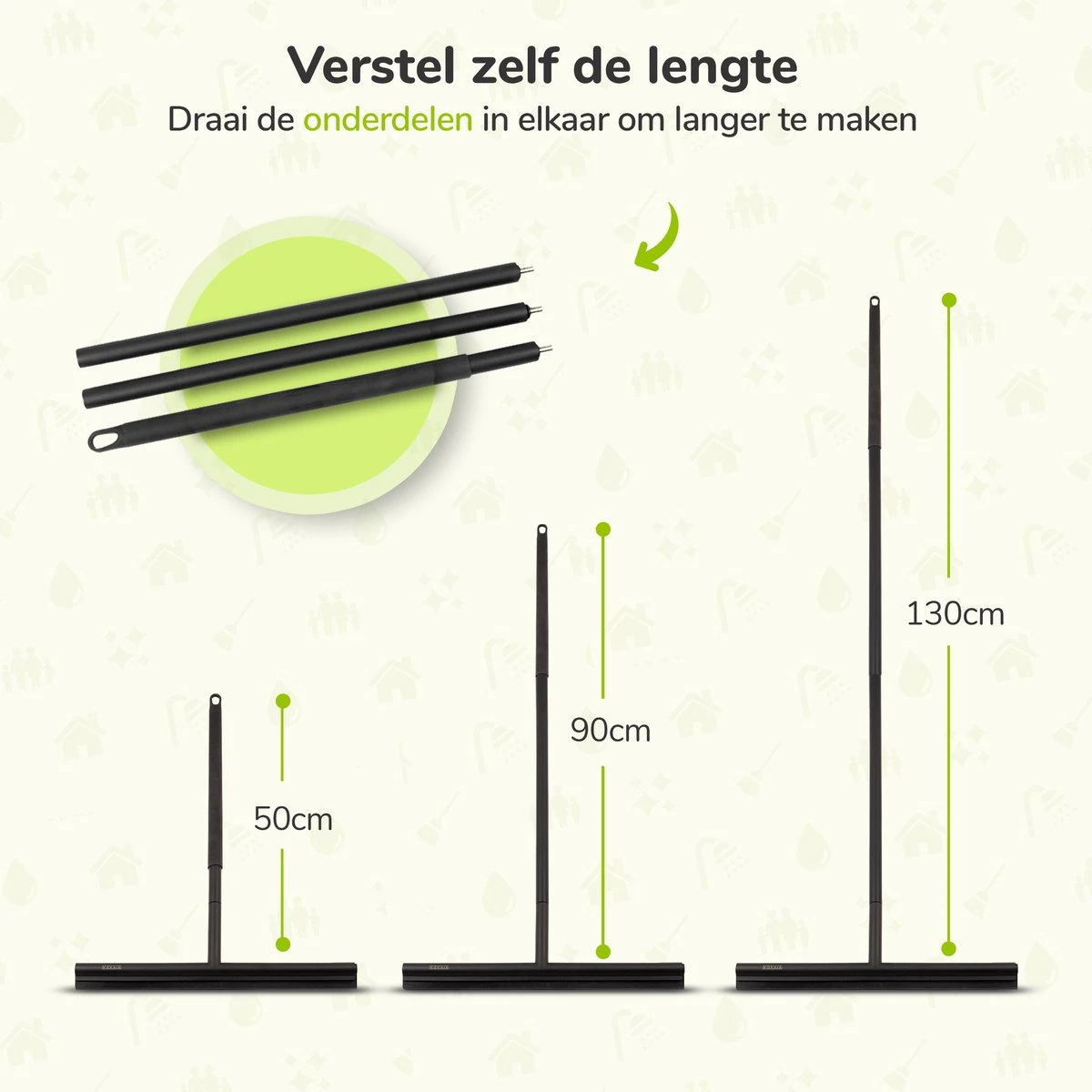 Vloerwisser - RVS - Vloertrekker Met Steel - Badkamer - Douchewisser Zwart - Douchetrekker - Afbeelding 5