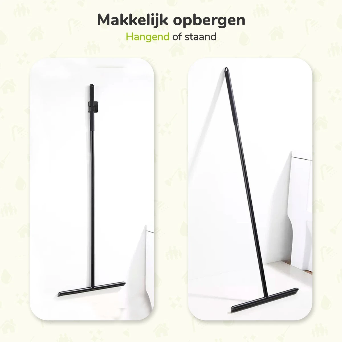 Vloerwisser - RVS - Vloertrekker Met Steel - Badkamer - Douchewisser Zwart - Douchetrekker - Afbeelding 6