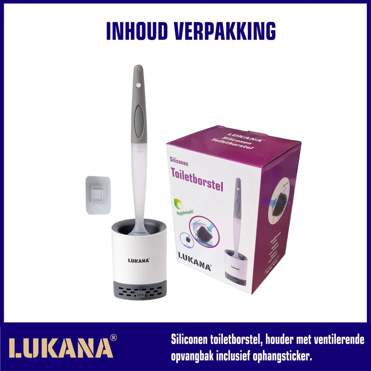 Lukana Siliconen WC Borstel Met Zeepdispenser - Hervulbaar - Vrijstaand Of Hangend - Sneldrogend, Hygiënisch & Antibacteriële Werking - Zonder Boren - Toilet Brush - Toiletborstel Houder - Lekbak - Afbeelding 7