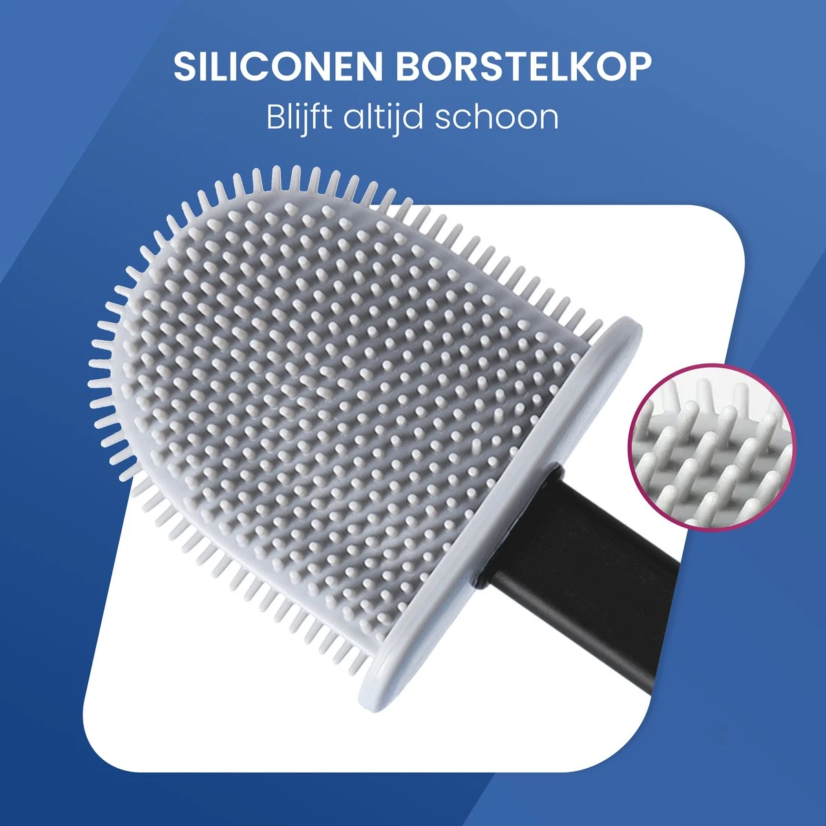 Roegaarden WC Borstel Met Houder – Toiletborstel – Siliconen – Vrijstaand En Hangend – Zwart - Afbeelding 4