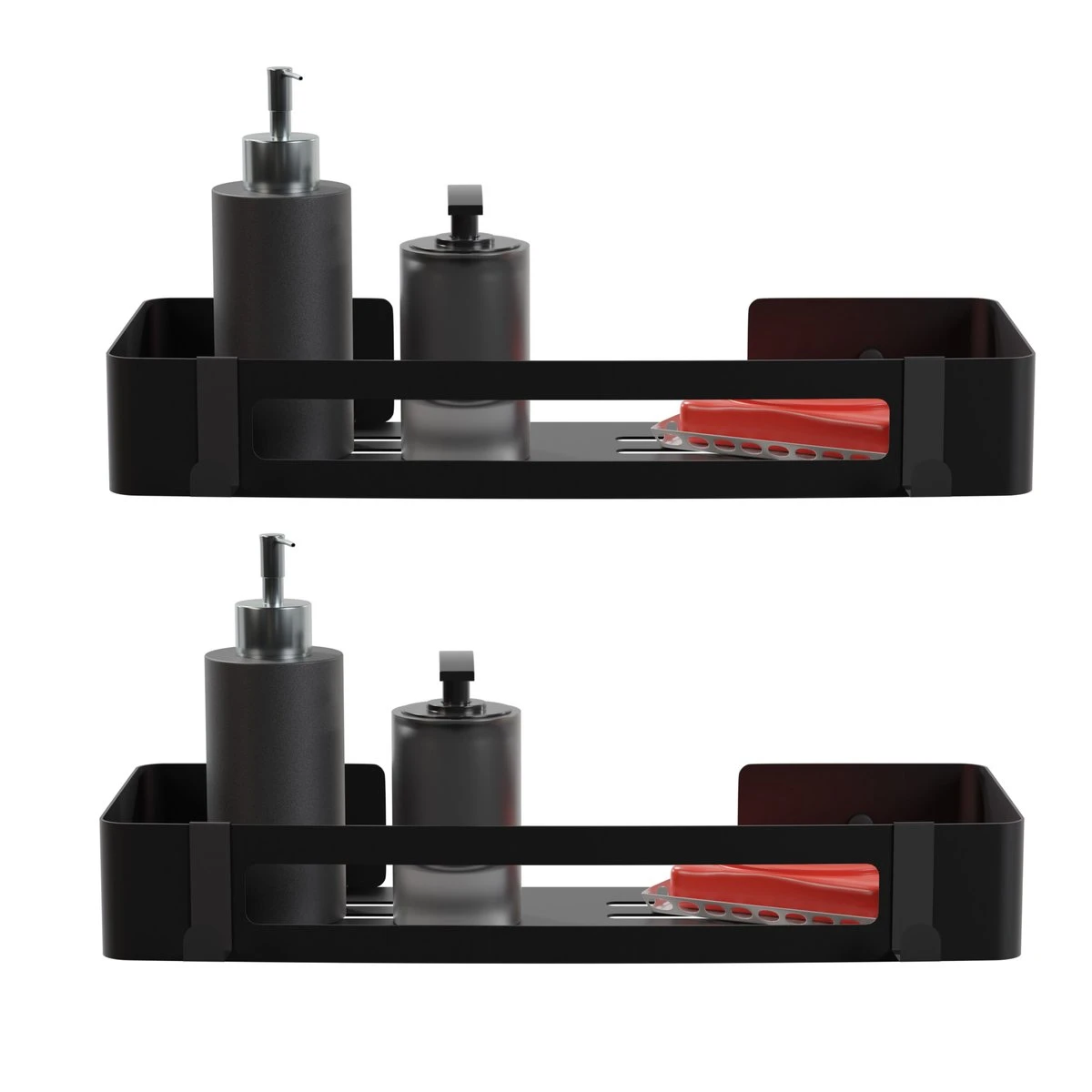 BrandtBergkamp RVS Doucherek 2 Laags – Zonder Boren – Doucherekje Hangend – Badkamerrek Zwart