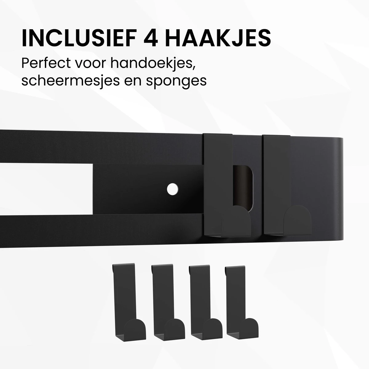 BrandtBergkamp RVS Doucherek 2 Laags – Zonder Boren – Doucherekje Hangend – Badkamerrek Zwart - Afbeelding 6