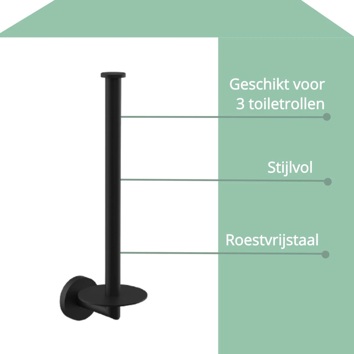 Wc Rolhouder Reserverolhouder Toiletrolhouder Voor 3 Rollen Zwart - Badkamer Accessoires - Hangend - Afbeelding 2