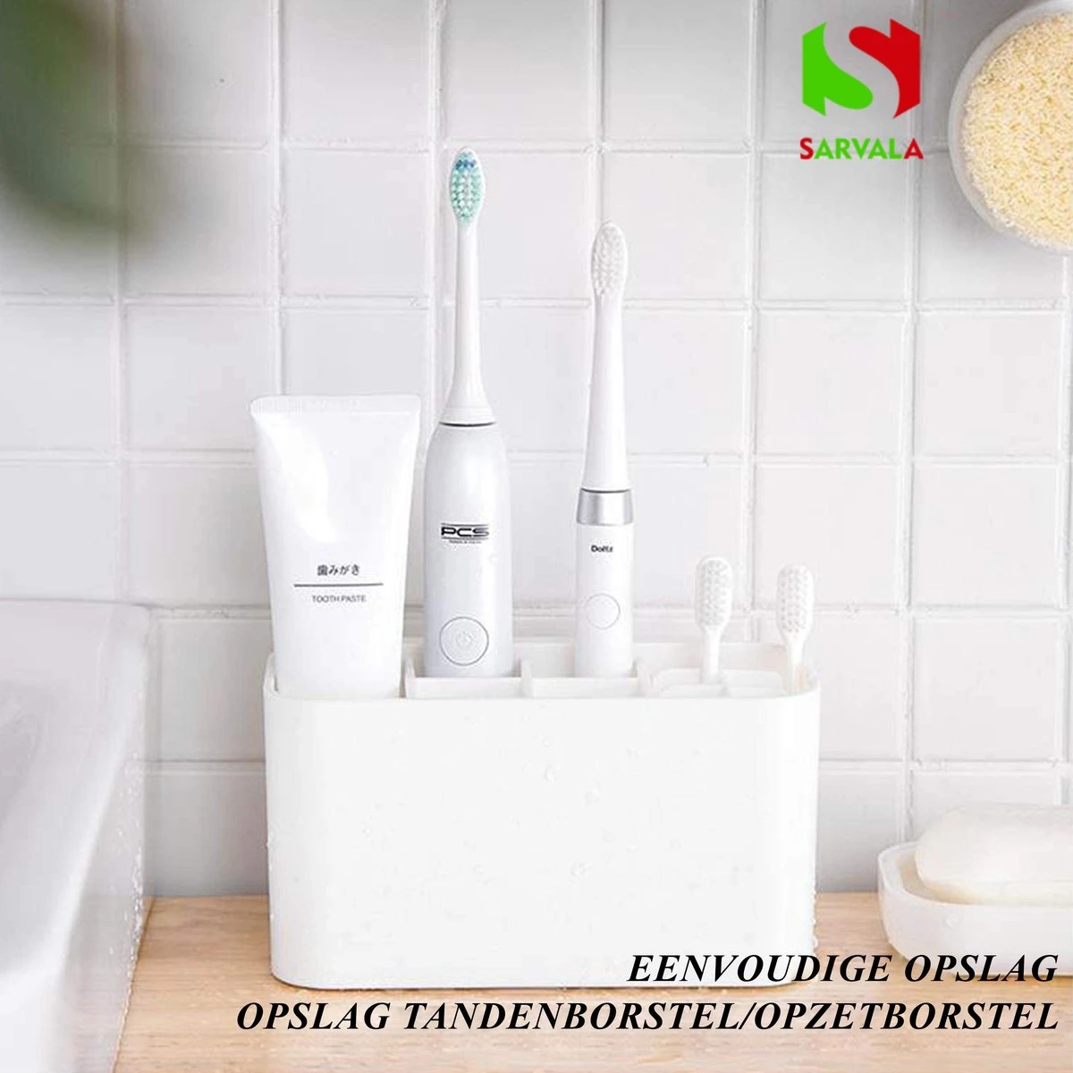 Tandenborstelhouder - Wastafelmeubel - Vrijstaand Of Wandgemonteerd - Wit - Afbeelding 2