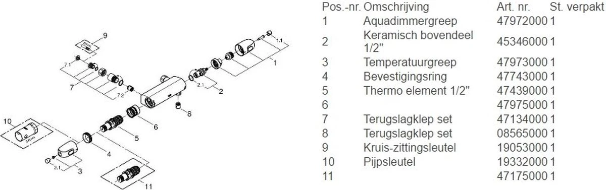 GROHE Grohtherm 1000 New Thermostatische Douchekraan - EcoJoy® - 12cm - Zonder Koppelingen - Chroom - 34147003 - Afbeelding 12
