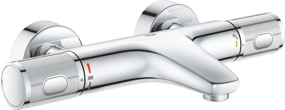 GROHE QuickFix Precision Feel Themostatische Badkraan - EcoJoy® - CoolTouch - 15 Cm - Met Koppelingen - Chroom - 34788000