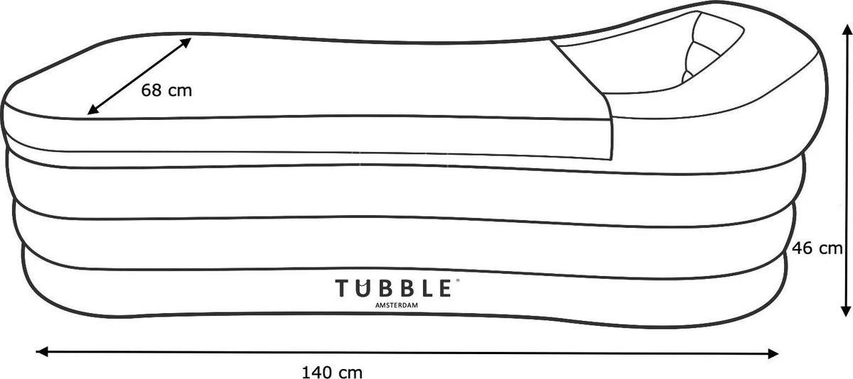 Tubble® Compact - Klein Opblaasbaar Ligbad 140 Cm Lang – Opvouwbaar Bad Voor Volwassenen Tot 170cm - IJsbad Wim Hof Methode - Zitbad - 200L - Afbeelding 11