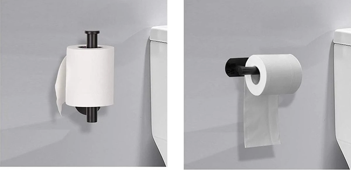 SIEPS RVS WC Rolhouder - Toiletrolhouder - Zelfklevend Zonder Boren - Zwart - Afbeelding 5