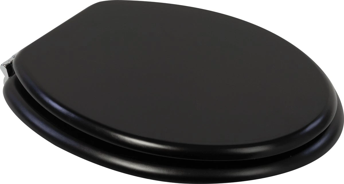 Plieger Classic Toiletbril – Wc Bril Zwart Gelakt MDF – Wc Brillen Met Deksel – Met Bevestigingsset