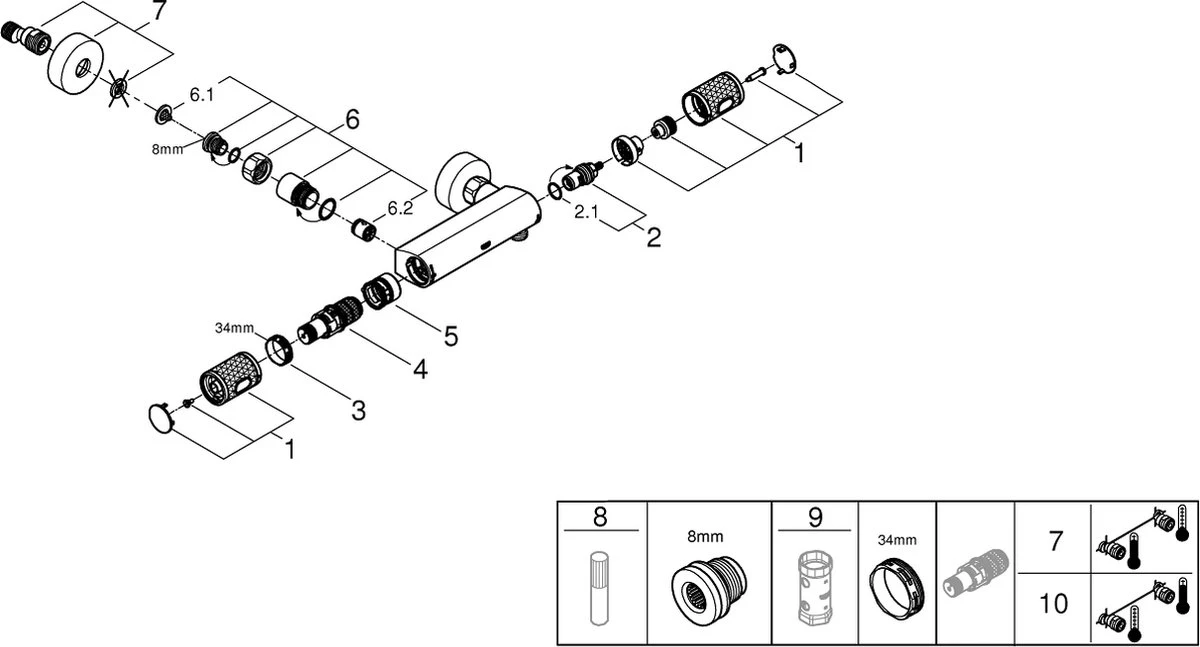 GROHE Precision Feel Thermostatische Douchekraan - EcoJoy - CoolTouch - Incl. Koppelingen - Chroom - Afbeelding 6