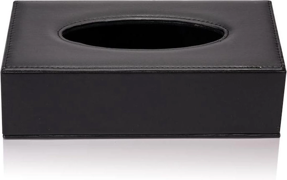 Merkloos Decopatent® Tissue Box Kunstleer - Tissues Tissuedoos - Luxe Doos Voor Servetten - Zakdoekjeshouder - Tissue Box Houder - Zwart - Afbeelding 6