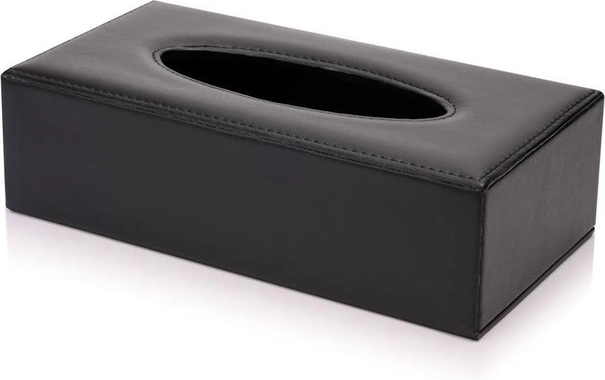 Merkloos Decopatent® Tissue Box Kunstleer - Tissues Tissuedoos - Luxe Doos Voor Servetten - Zakdoekjeshouder - Tissue Box Houder - Zwart - Afbeelding 5