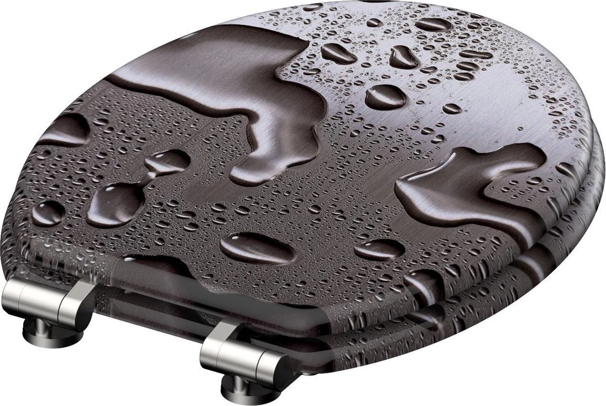 SCHÜTTE WC-Bril 80123 GREY STEEL - MDF-Hout - Soft Close - Verchroomde Scharnieren - Decor - 3-zijdige Print - Afbeelding 2