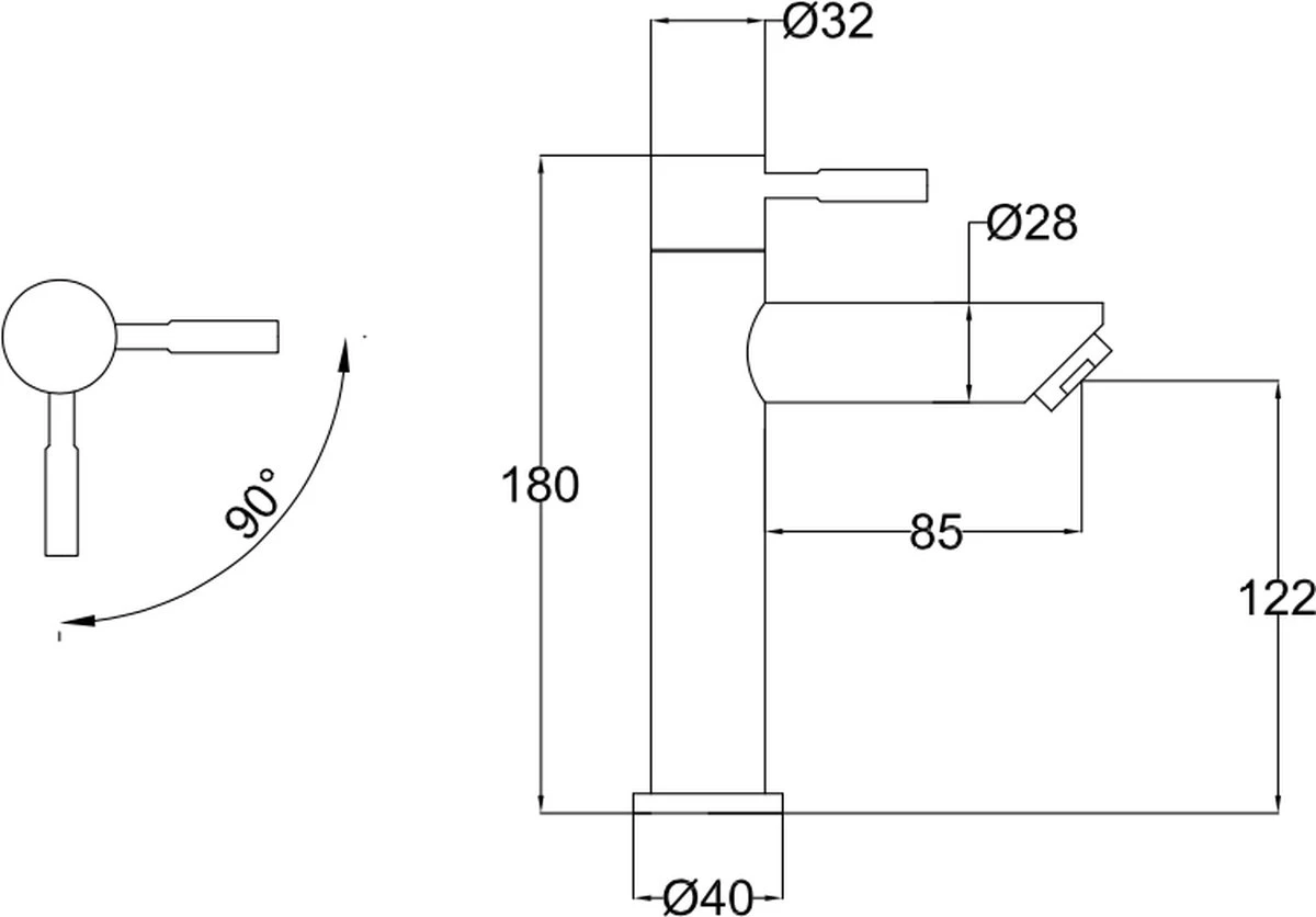 Merkloos Kolding Toiletkraan - Alleen Koud Water - RVS - Hendel-Bediening - Wastafelkraan - Afbeelding 2