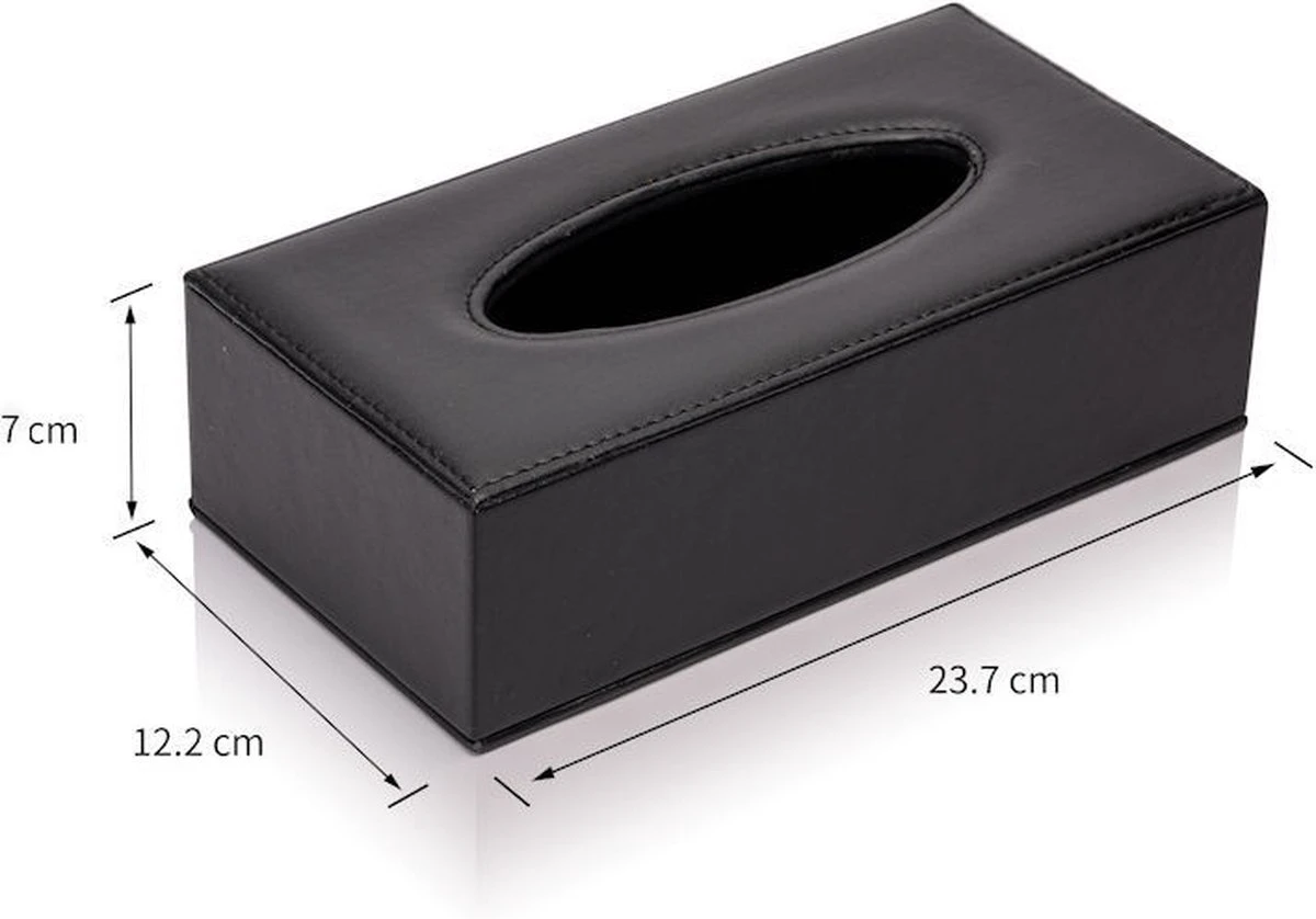 Merkloos Decopatent® Tissue Box Kunstleer - Tissues Tissuedoos - Luxe Doos Voor Servetten - Zakdoekjeshouder - Tissue Box Houder - Zwart - Afbeelding 2