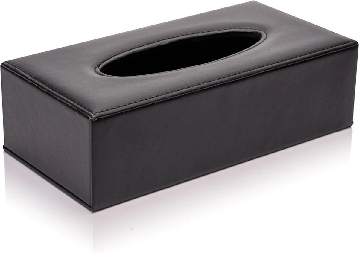 Merkloos Decopatent® Tissue Box Kunstleer - Tissues Tissuedoos - Luxe Doos Voor Servetten - Zakdoekjeshouder - Tissue Box Houder - Zwart