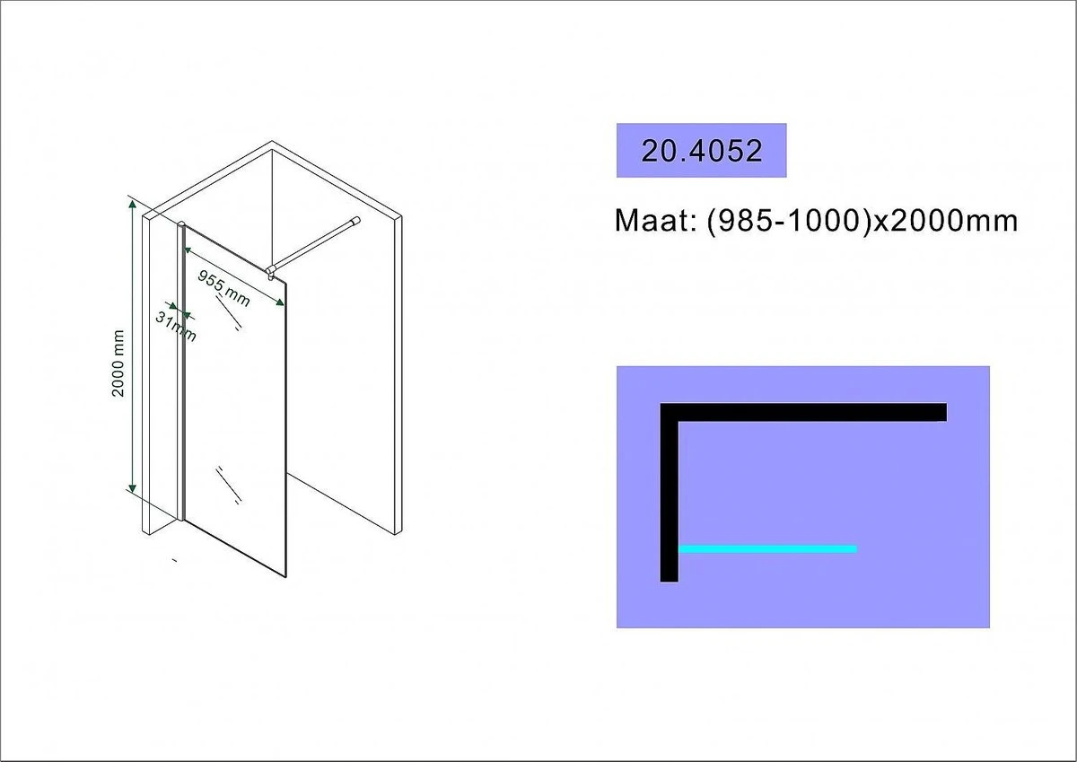 Wiesbaden Eco Inloopdouche + Muurprofiel - 8 Mm Nano - 100 X 200 Cm - Afbeelding 3