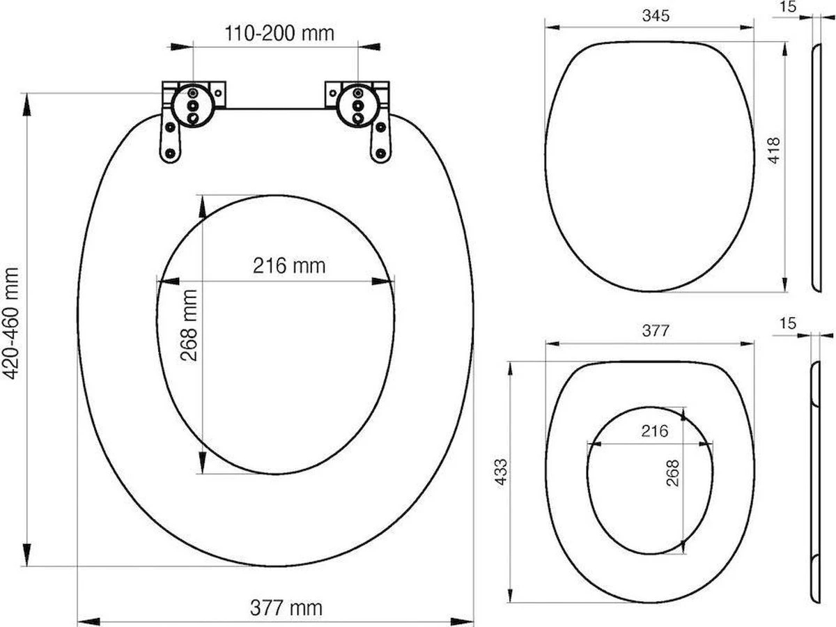 Tiger Leatherlook - Toiletbril - WC Bril - MDF - Zwart - Afbeelding 3