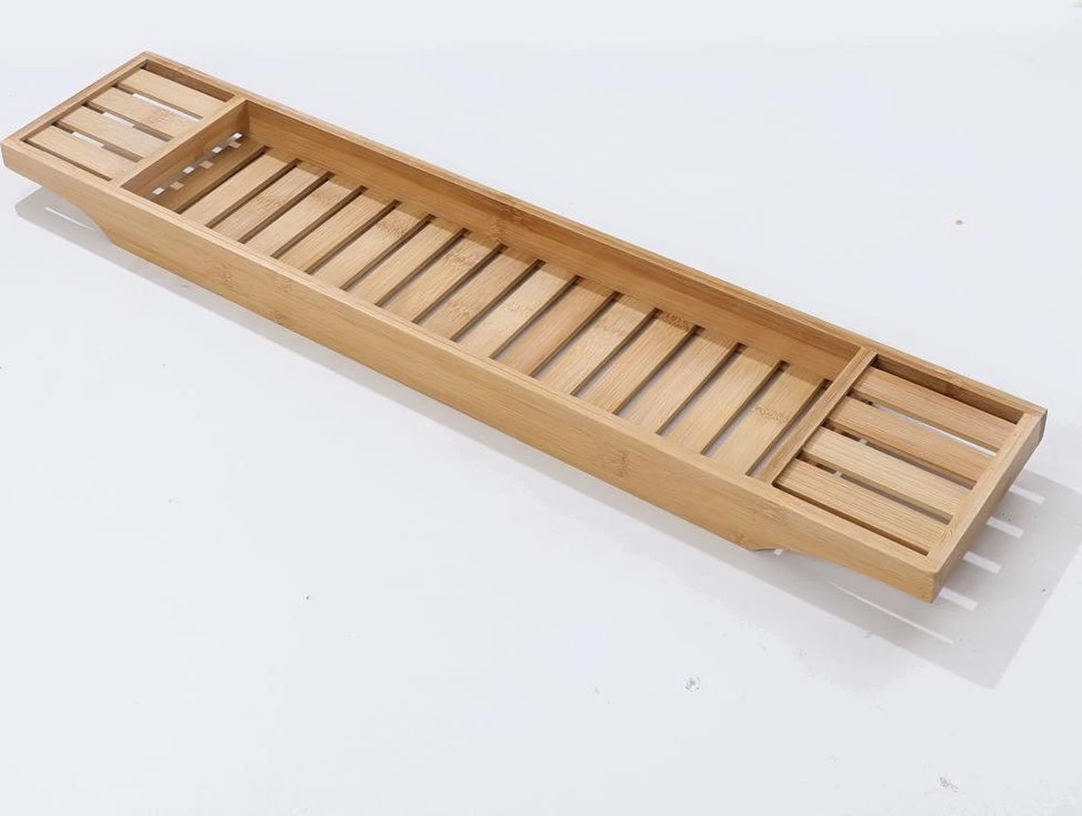 Merkloos Decopatent® Badrekje Voor Over Bad - 70 Cm - Bamboe Hout - Badrek - Badplank - Badbrug - Basic Bad Tafeltje Voor In Bad - Naturel - Afbeelding 6