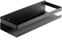 Merkloos Doucherek- Douchemand- Badkamerrek- Badkamer Organiser- Badkamer Organizer-Rekje Voor In De Douche- Badkamer Plank-Rekje Voor Shampoo- RVS- Zonder Boren- Zelfklevend- Rechthoek Vorm- Met Of Zonder Schroeven- Ophangbaar- Met Lijm- 20 Cm- Zwart