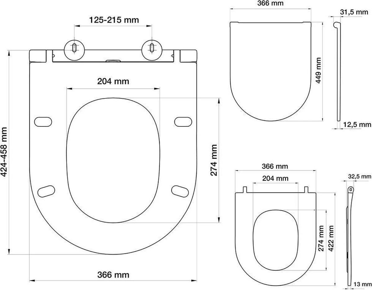 Tiger Elvas - Toiletbril - WC Bril - Duroplast - Wit - Afbeelding 3
