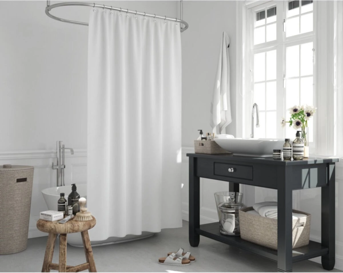 MLN Basics® Douchegordijn | Wit | 180x200 Cm | Inclusief Ringen | Anti-schimmel